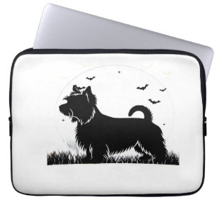 Silky Terrier Dog � Halloween Moon Silhouette Clas Laptop Sleeve