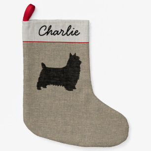 Silky Terrier Dog Silhouette Holiday Personalized Small Christmas Stocking