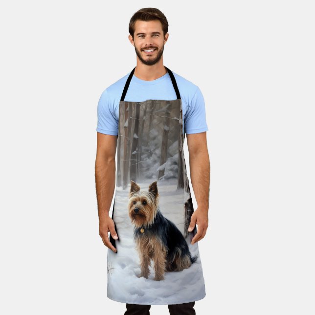 Silky Terrier Let It Snow Christmas  Apron (Worn)