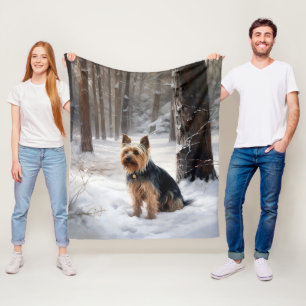 Silky Terrier Let It Snow Christmas  Fleece Blanket