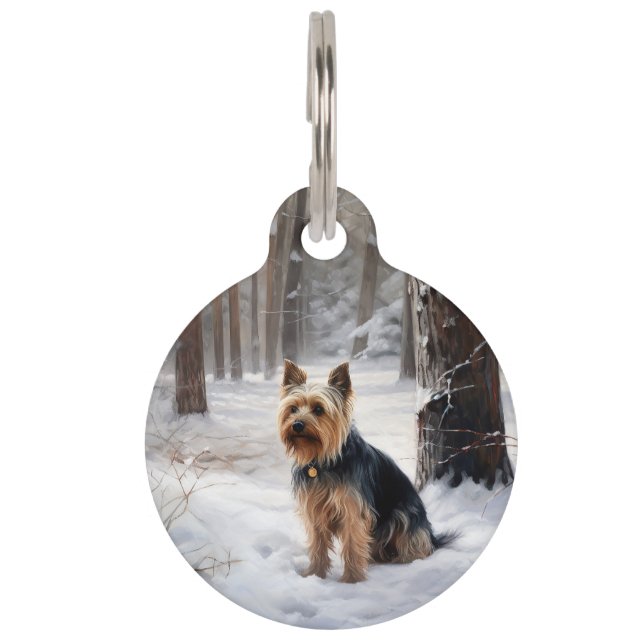 Silky Terrier Let It Snow Christmas  Pet Tag (Front)