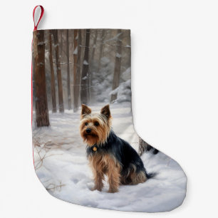 Silky Terrier Let It Snow Christmas Small Christmas Stocking