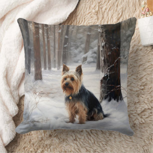 Silky Terrier Let It Snow Christmas  Throw Pillow