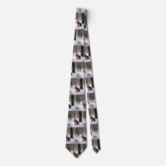 Silky Terrier Let It Snow Christmas  Tie (Front)