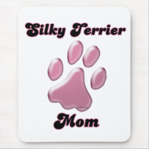 Silky Terrier Mom Pink Pawprint Mouse Pad