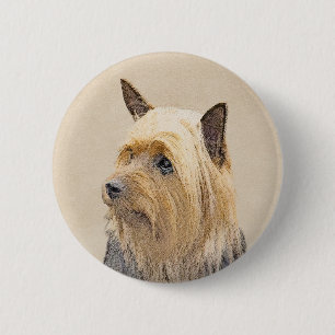 Silky Terrier Painting - Cute Original Dog Art 2 Inch Round Button