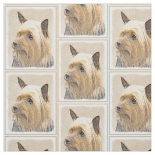 Silky Terrier Painting - Cute Original Dog Art Fabric