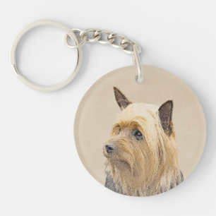 Silky Terrier Painting - Cute Original Dog Art Keychain