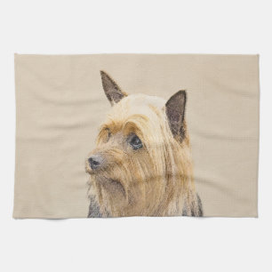Silky Terrier Painting - Cute Original Dog Art Kitchen Towel
