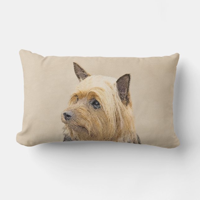 Silky Terrier Painting - Cute Original Dog Art Lumbar Pillow (Front)