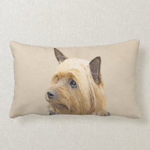 Silky Terrier Painting - Cute Original Dog Art Lumbar Pillow
