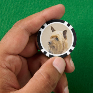 Silky Terrier Painting - Cute Original Dog Art Poker Chips