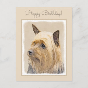 Silky Terrier Painting - Cute Original Dog Art Postcard