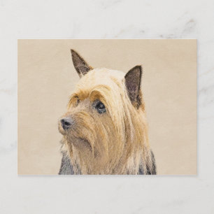 Silky Terrier Painting - Cute Original Dog Art Postcard