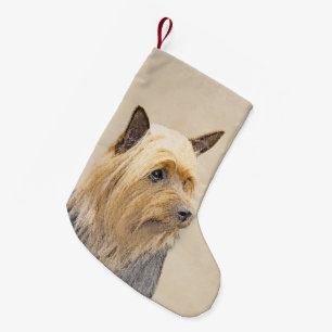 Silky Terrier Painting - Cute Original Dog Art Small Christmas Stocking