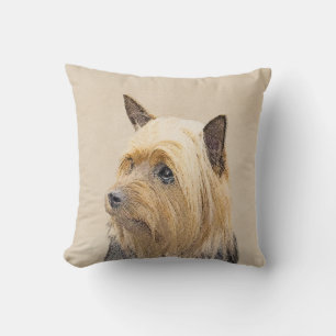 Silky Terrier Painting - Cute Original Dog Art Throw Pillow