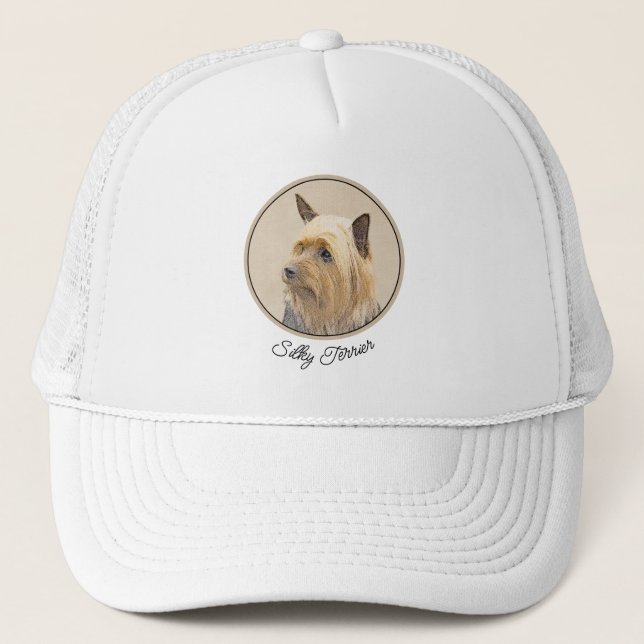 Silky Terrier Painting - Cute Original Dog Art Trucker Hat (Front)