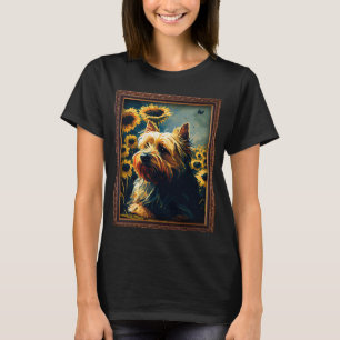 Silky Terrier Painting Sunflower Flower Mom Women  T-Shirt