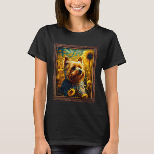 Silky Terrier Painting Sunflower Flower Mom Women  T-Shirt