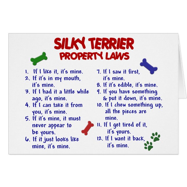 SILKY TERRIER Property Laws 2 (Front Horizontal)
