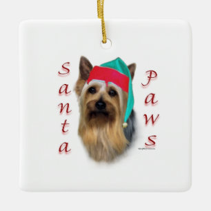Silky Terrier Santa Paws Ceramic Ornament