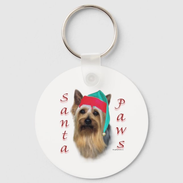 Silky Terrier Santa Paws Keychain (Front)