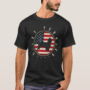 Silky Terrier USA Flag 4th July Dog Mom Dad T-Shirt