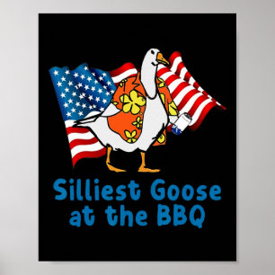 Silliest Goose At The Bbq American Flag Animal  Poster