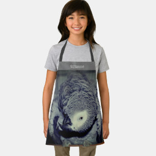 Silly African Grey Parrot Personalized Apron