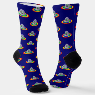 Silly Alien and Spaceship Socks