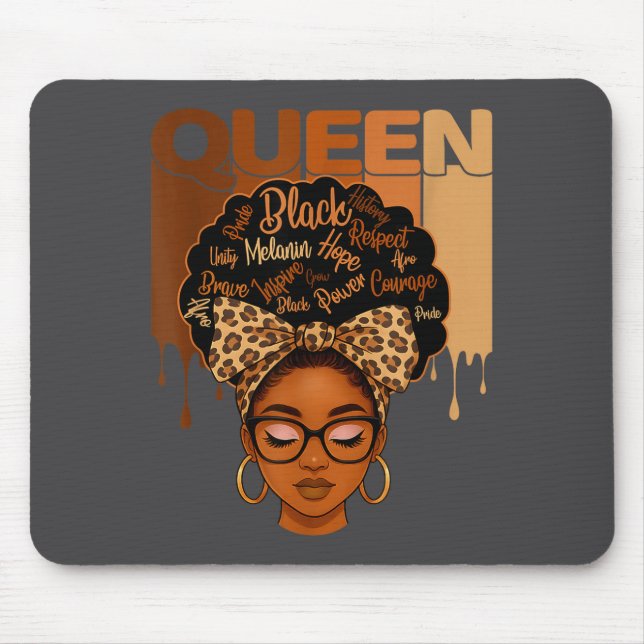 Silly American Melanin History Queen Black African Mouse Pad (Front)