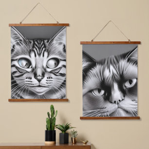 Silly and Angry Cats Hanging Tapestry