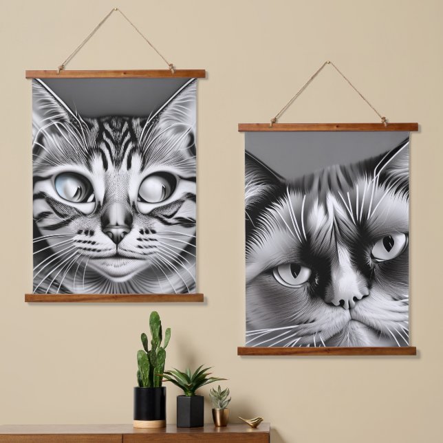 Silly and Angry Cats Hanging Tapestry (Asymmetrical)