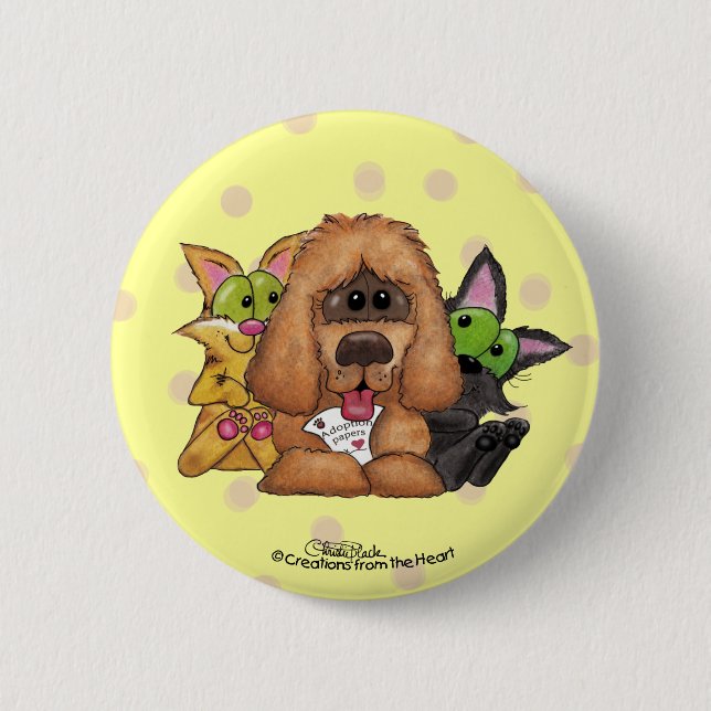 Silly and Tig with Sassie-Pet Adoption is LOVE 2 Inch Round Button (Front)