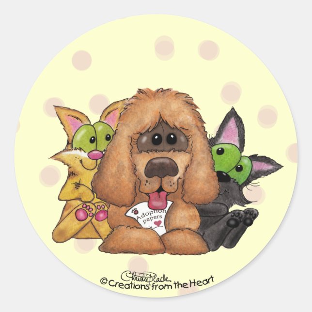 Silly and Tig with Sassie-Pet Adoption is LOVE Classic Round Sticker (Front)
