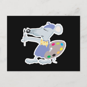silly artist mouse postcard