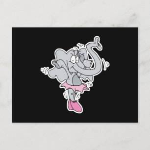 silly ballerina elephant postcard