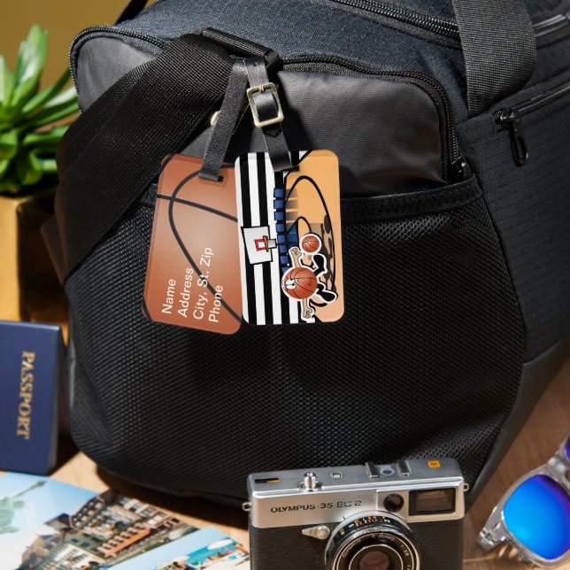 Silly Basketball 🏀 Character Luggage Tag (Front & Back)