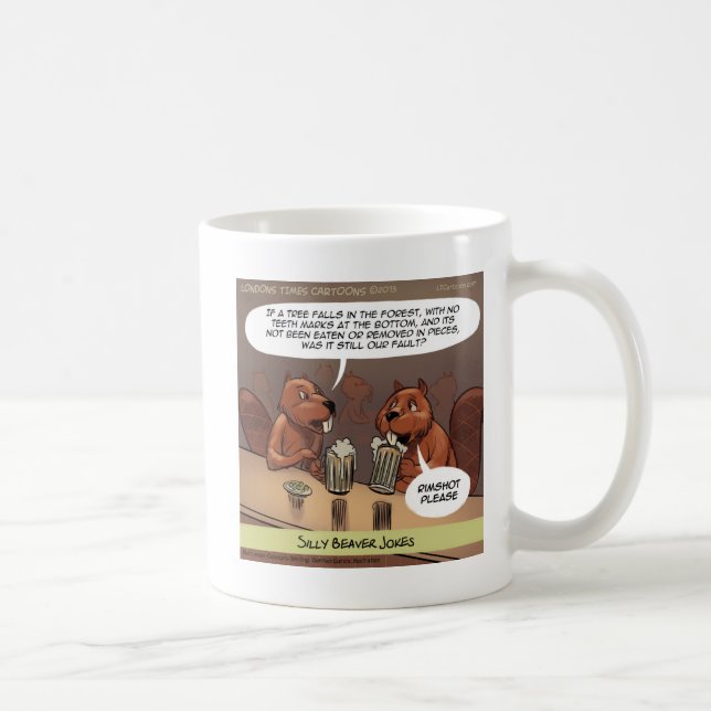 Silly Beaver Jokes Funny Cartoon Coffee Mug (Right)