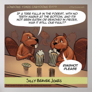 Silly Beaver plaisante Funny Cartoon Poster