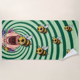 Silly big mouth and bees beach towel