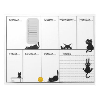 Silly black cat A4 weekly pad