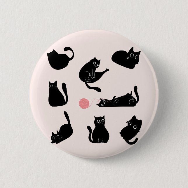 Silly Black Cats 2 Inch Round Button (Front)
