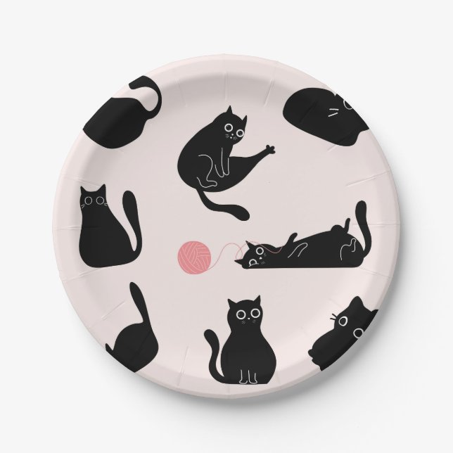 Silly Black Cats Paper Plate (Front)