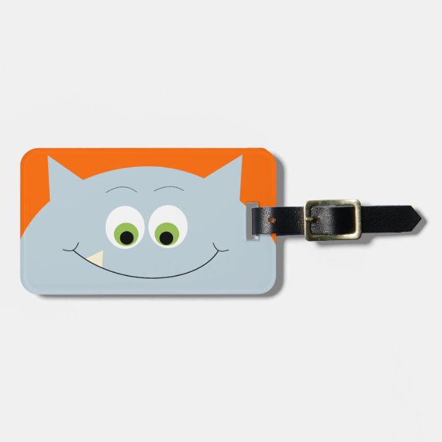 Silly Blue Monster Luggage Tag (Front Horizontal)