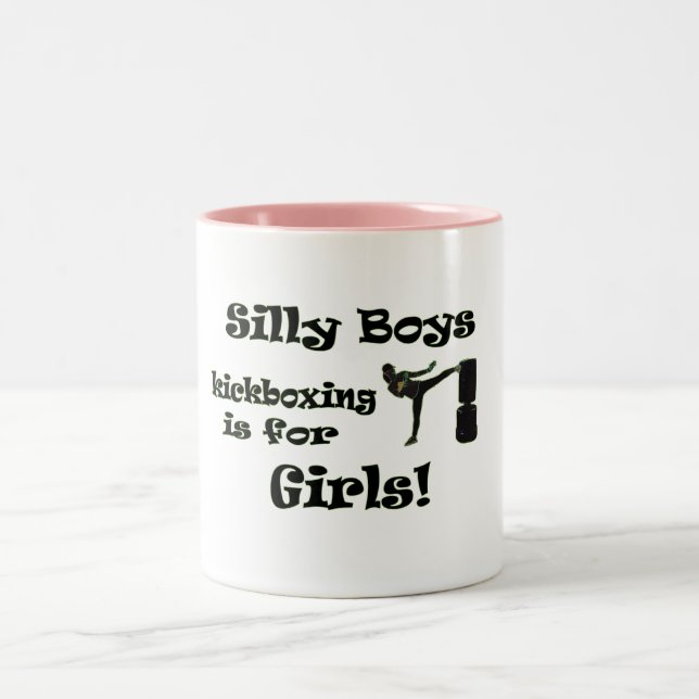 Silly Boys kickboxing is for Girls! Two-Tone Coffee Mug (Center)