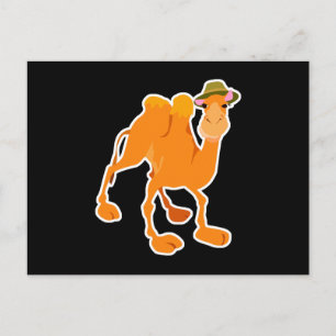 silly camel wearing hat postcard