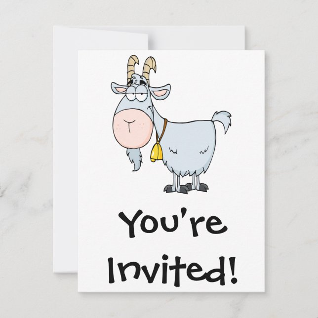 silly cartoon billy goat invitation (Front)