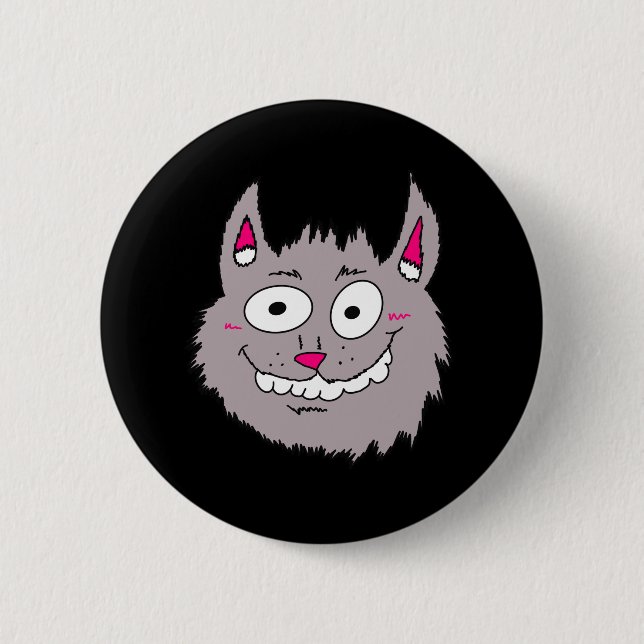 Silly Cartoon Cat Face 2 Inch Round Button (Front)