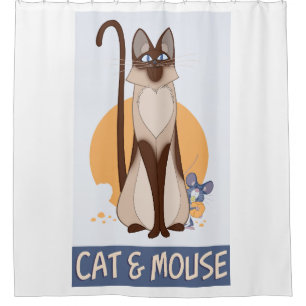 Silly Cartoon Cat & Mouse With Some Cheese